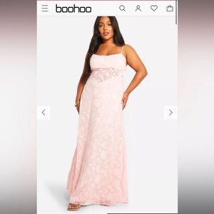 Boohoo Pale Pink Lace Maxi Dress